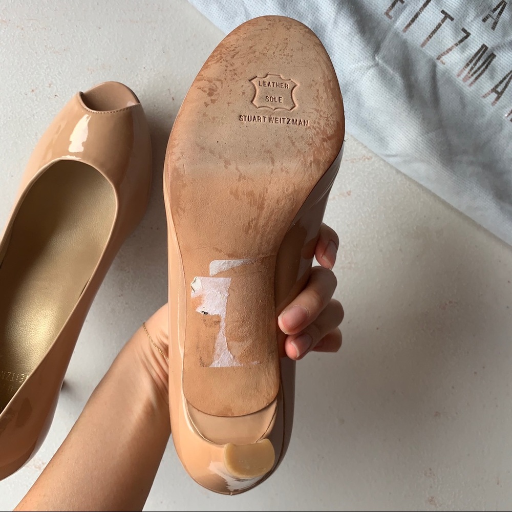 NWOT Stuart Weitzman Nude Peeptoe Pumps - Picture 3 of 6